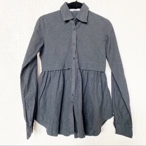 AGLINI Shirtmakers Dark Grey Peplum Long Sleeve Top Size XS